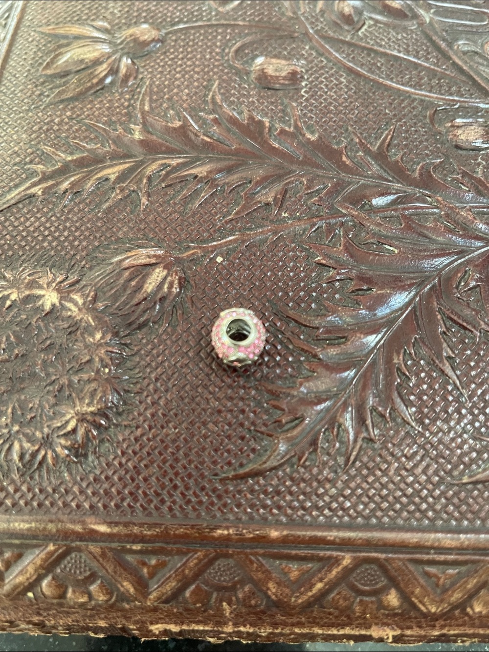 Pandora bead pink gems and tiny baby footprints